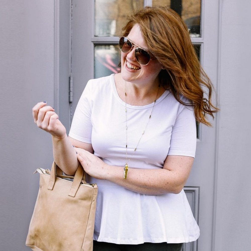 Elegantees Ava Peplum Tee in White